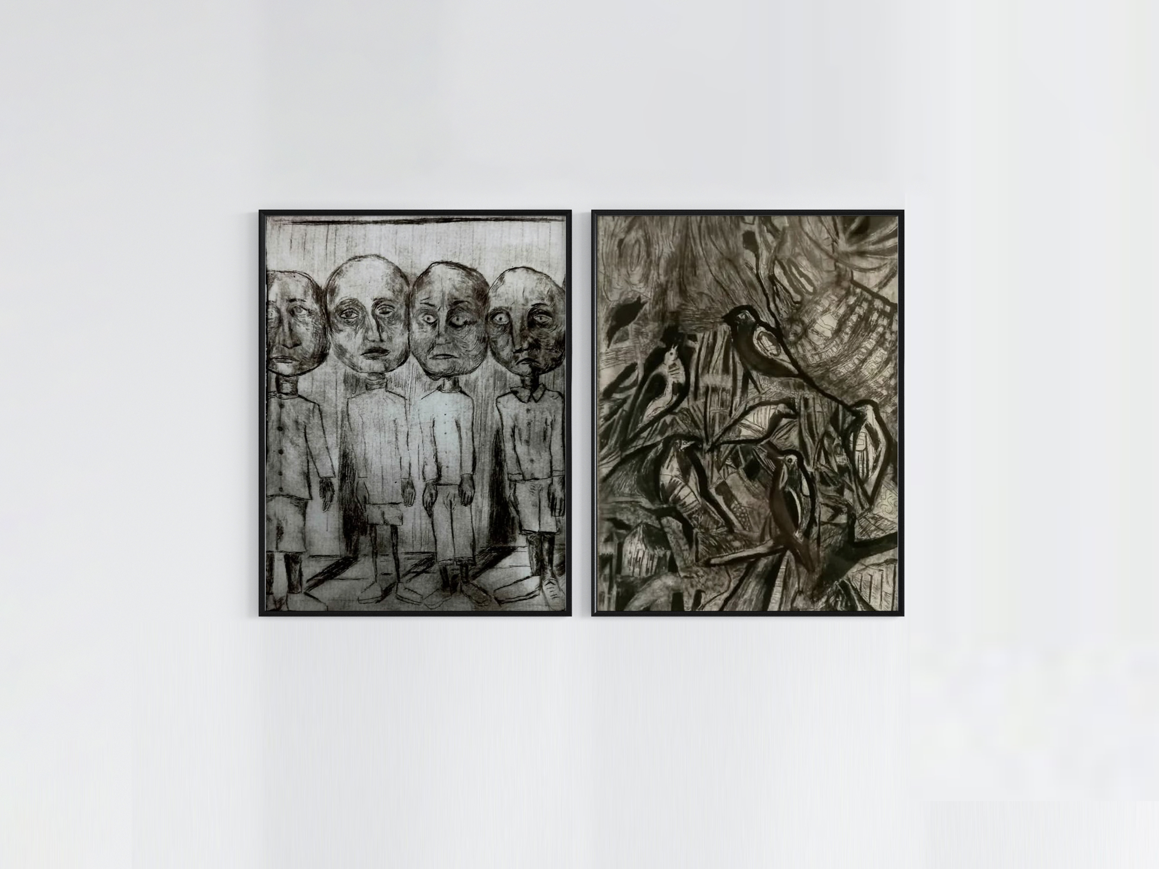 Grafika mješovite tehnike - Divlji Svijet i Ljudski Život